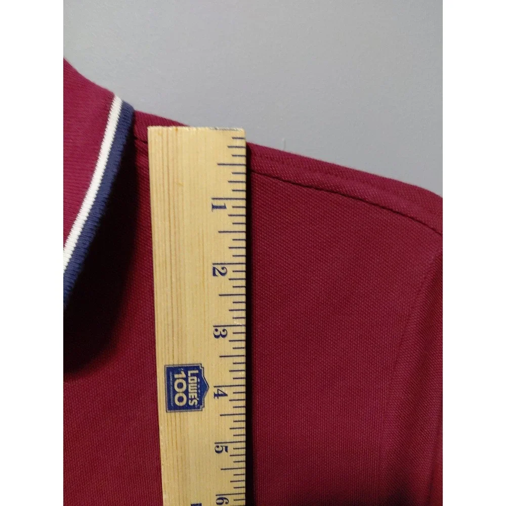 Ralph Lauren Polo Shirt Men Large Burgundy Golf Casual Pony Logo Striped Collar